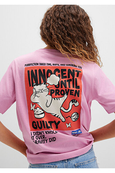 Mavi Rosa T-Shirt mit Katzenmuster, reguläre Passform / normaler Schnitt 1613473-71031