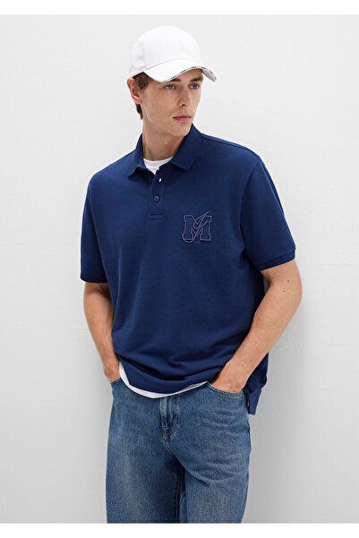 Mavi Marineblaues Polo-T-Shirt mit lockerer Passform / lockerer, bequemer Schnitt 0613009-89353