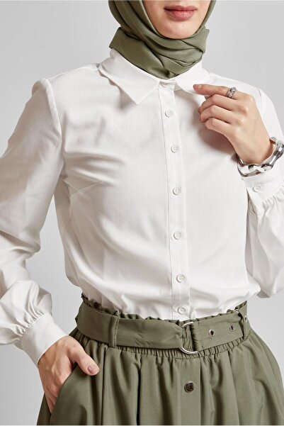 Alvina Shirt Collar Bluz 45604