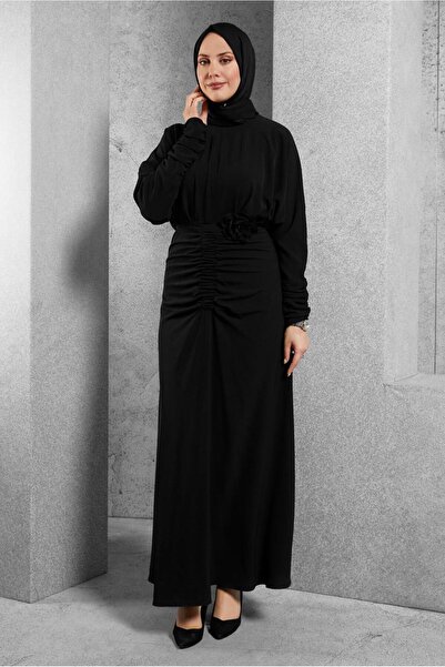 Alvina BÜZGÜ DETAYLI BROŞLU ELBİSE 44607