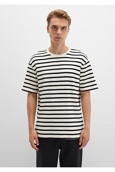 Mavi Μπλουζάκι Μαύρο Ριγέ Εκρού Φαρδιά Εφαρμογή / Χαλαρή Άνετη Εφαρμογή 0612860-900