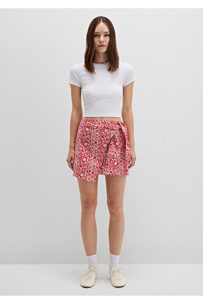 Mavi Printed Red Mini Skirt with Tie Detail 1310767-91091