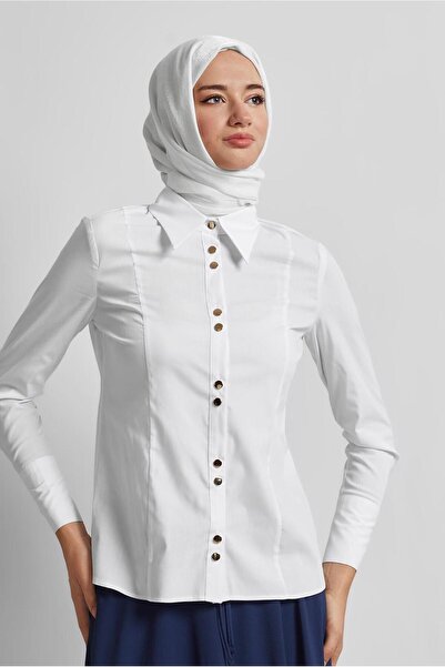 Alvina Shirt Collar Bluz 45711