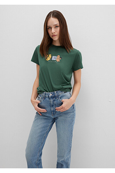 Mavi Πράσινο μπλουζάκι με στάμπα γάτας Semi Slim Fit / Semi Slim Fit 1613472-71924