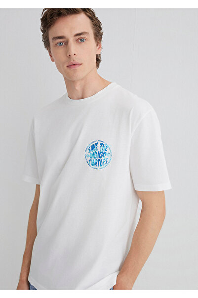 Mavi Індиго Черепахи Принт Екрю Футболка Loose Fit / Вільний Крій 0613011-70057