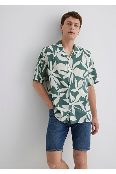 Mavi Bedrucktes grünes Hemd, lockere Passform / lockerer, bequemer Schnitt 0211533-89922