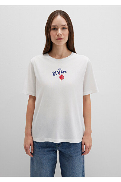 Mavi Planet Printed Ecru T-Shirt Regular Fit / Standard Cut 1613522-70057