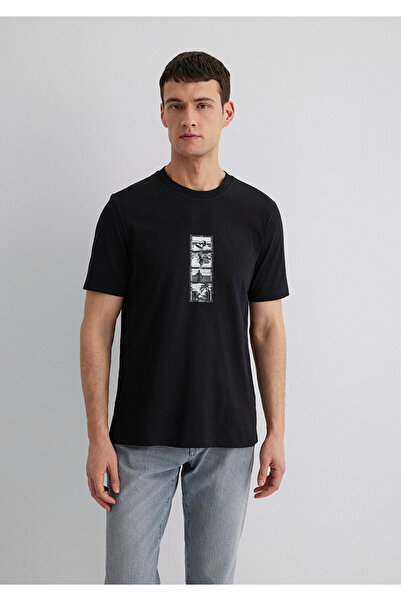 Mavi Τυπωμένο μαύρο μπλουζάκι Regular Fit / Normal Cut 0612674-900