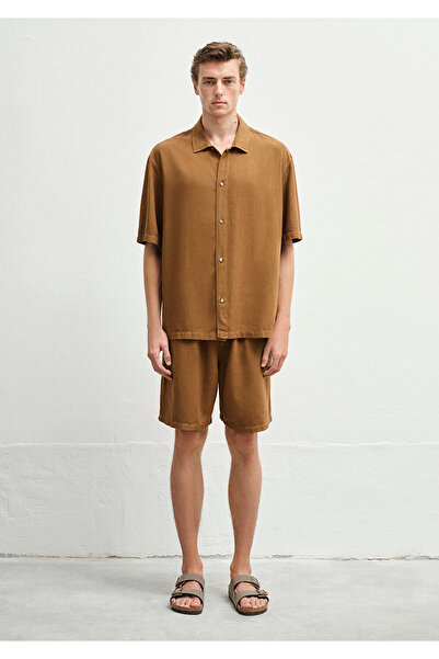 Mavi Λινό μεικτό καφέ πουκάμισο Loose Fit / Loose Relaxed Cut 0211616-82337