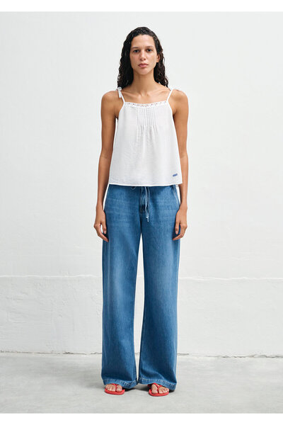 Mavi Λευκή μπλούζα με κέντημα ψαριού 1211217-620