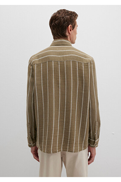 Mavi Πράσινο πουκάμισο με ρίγες από λινό μείγμα Regular Fit / Κανονική εφαρμογή 0211730-91111