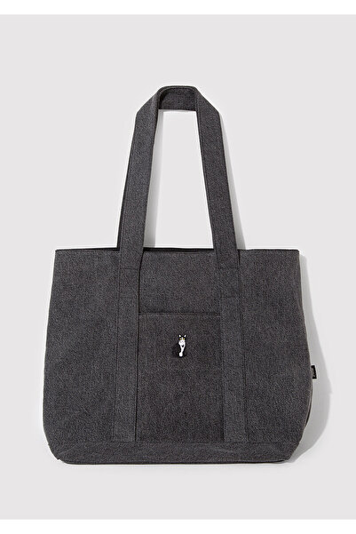 Mavi Anthrazitfarbene Denim-Tasche mit Katzenmotiv 1913284-22864