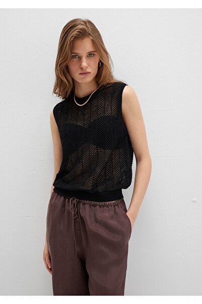 Mavi Schwarzer ärmelloser Strickpullover 1710661-900