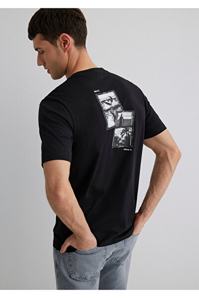 Mavi Τυπωμένο μαύρο μπλουζάκι Regular Fit / Normal Cut 0612674-900