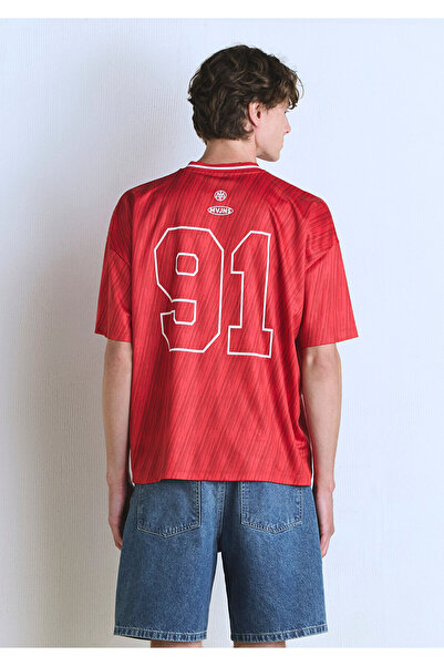 Mavi Barcelona Printed Red Jersey T-Shirt Oversize / Wide Cut 0612712-70471