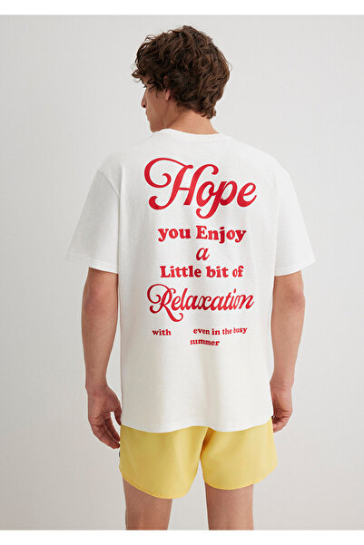 Mavi Feeling Chilled Printed Ecru T-Shirt Loose Fit / Loose Relaxed Cut 0612666-70057