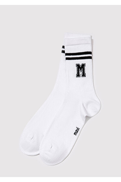 Mavi Logo Detailed White Socks 0911108-20843