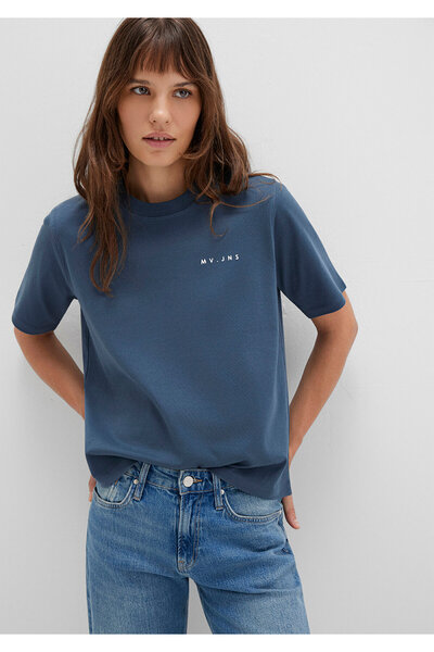 Mavi MV bedrucktes Interlock-T-Shirt in Marineblau, reguläre Passform / normaler Schnitt 1613148-70500