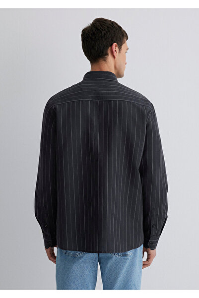 Mavi Linen Blend Striped Anthracite Shirt Regular Fit / Regular Cut 0211515-89892