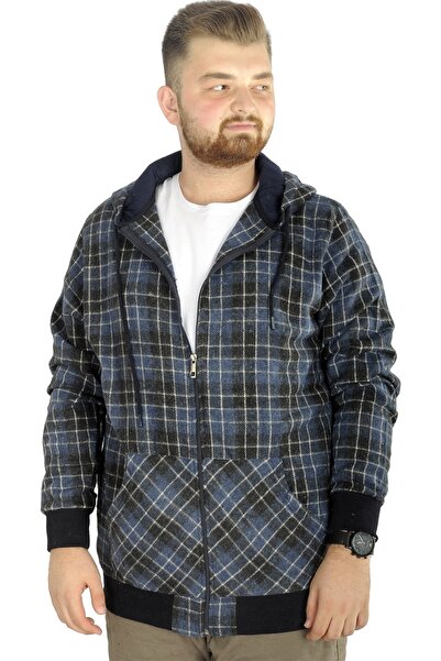 ModeXL Mode Xl Чоловічий светр з капюшоном і кишенями 21574 Indigo