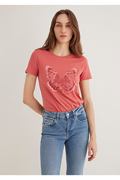 Mavi Rosa T-Shirt mit Schmetterlingsdruck Slim Fit / Slim Fit 1613196 -71102