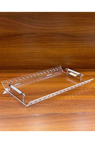 ALQANNAS Premium Acrylic Serving Tray – Thick & Strong with Side Décor and Wh...
