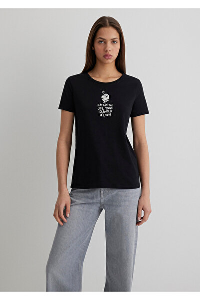 Mavi Μαύρο μπλουζάκι με στάμπα Cat Slim Fit 1613160 -900