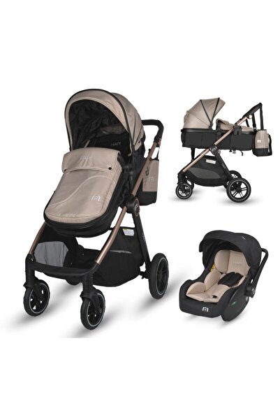 HAPI Soley 3 in 1 convertible stroller, Aluminum frame, Large wheels, Suspension, iSize car seat, Carrycot