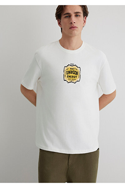 Mavi Λευκό μπλουζάκι με στάμπα στην πλάτη Loose Fit / Loose Relaxed Fit 0612455 -80194