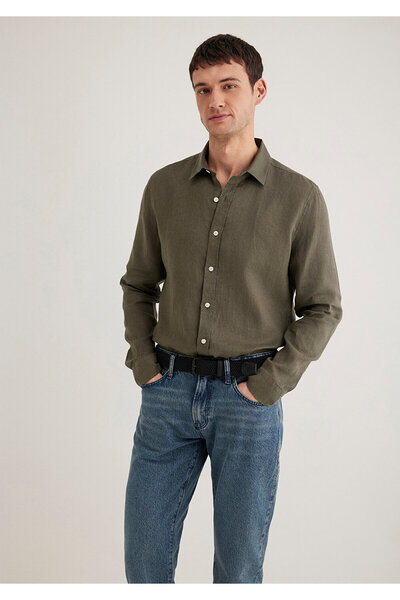 Mavi Χακί λινό πουκάμισο Slim Fit 0211466 -71546