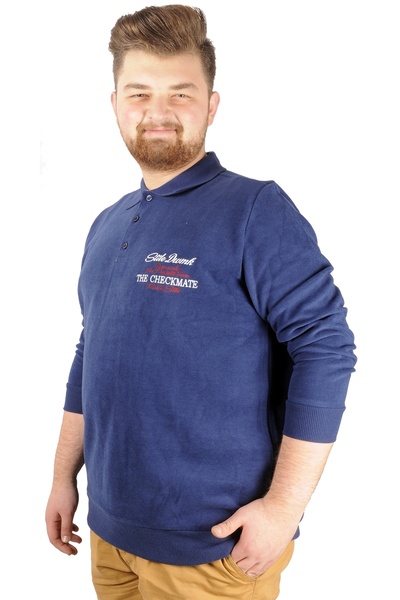 ModeXL Чоловіча футболка-поло Mode XL Selanik з вишивкою 20442 Індіго