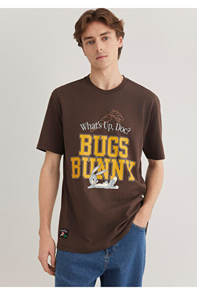 Mavi Bugs Bunny εμπριμέ καφέ μπλουζάκι - Loose Fit