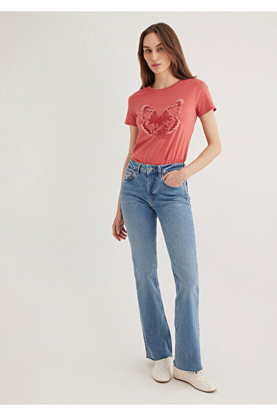 Mavi Rosa T-Shirt mit Schmetterlingsdruck Slim Fit / Slim Fit 1613196 -71102