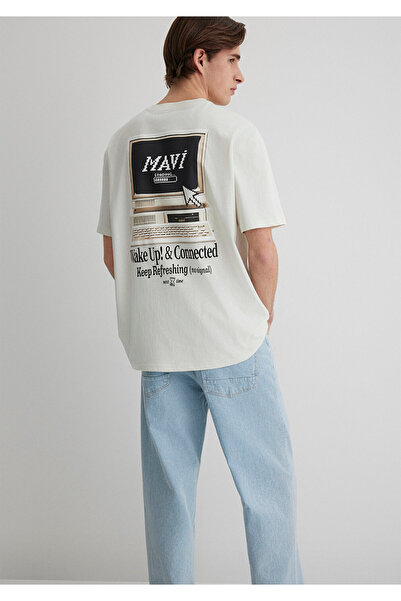 Mavi Μπλουζάκι εκρού με στάμπα στην πλάτη Loose Fit / Loose Comfortable Cut 0612572-70142