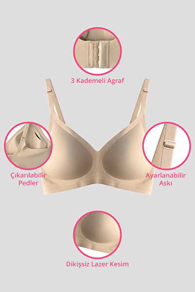 Cottonhill Skin Laser Cut Seamless Bra Ghost Bra with Removable Pads Adjustable Straps with Agraft