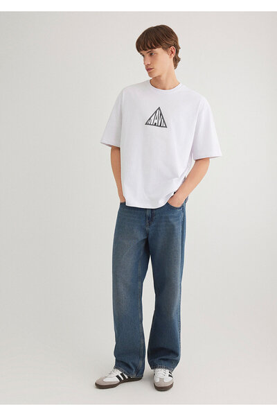 Mavi Τυπωμένο λευκό μπλουζάκι Loose Fit / Loose Relaxed Fit 0612524 -620