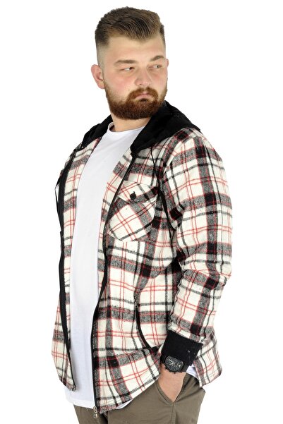 ModeXL Mode Xl Чоловічий светр на блискавці з капюшоном і кишенями Woodcutter 21572 Екрю