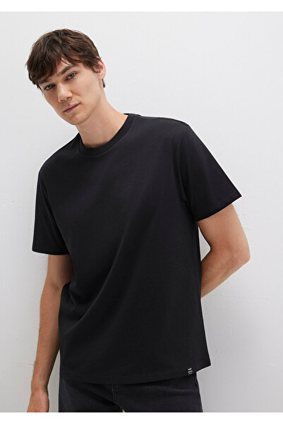 Mavi Black Basic T-Shirt with Label Detail Loose Fit / Loose Relaxed Fit 0611824 -900