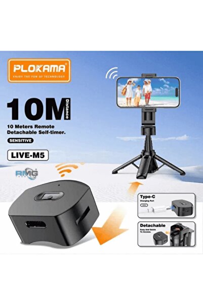 PLOKAMA LIVE-M5 3-in-1 Selfie Stick Tripod with Remote Control