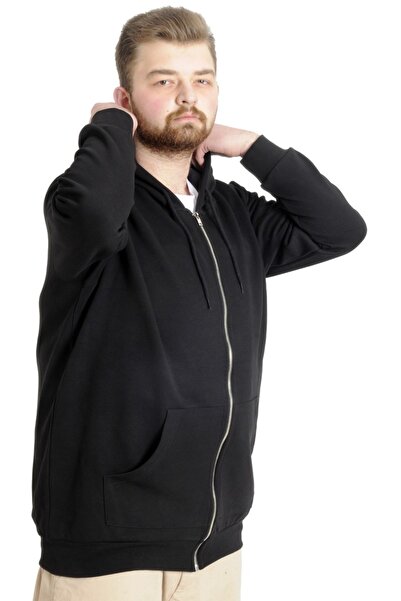 ModeXL Mode Xl Ανδρική ζακέτα με κουκούλα με φερμουάρ Steel Interlock 21600 Μαύρο