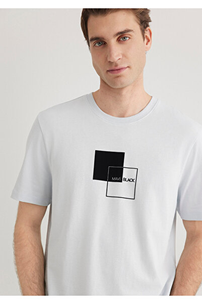 Mavi Tricou cu imprimeu negru, croială obișnuită / croială obișnuită 0612543 -70793