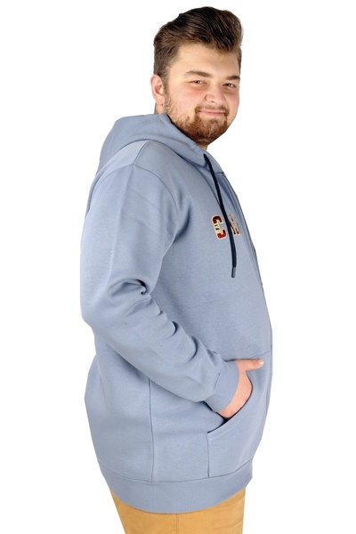 ModeXL Mode Xl Чоловічий светр на блискавці з капюшоном California 21517 Синій