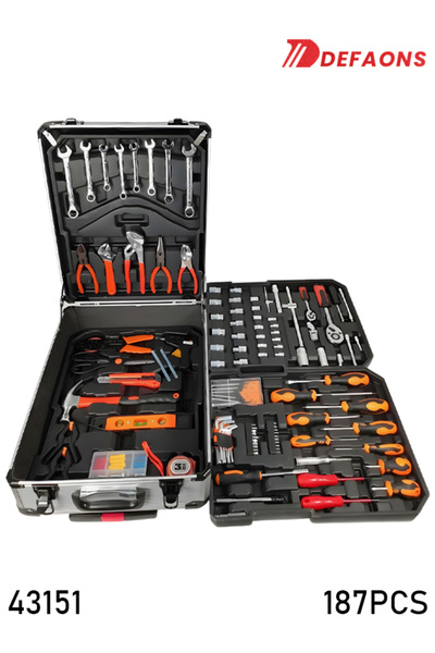 Auto King 187-Piece Professional Tool Set with Combination Wrenches and Storage Case 43151