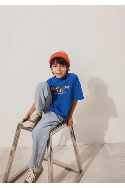 Mavi Tricou albastru imprimat oversize / cu croiala larga 6610277 -82491