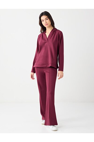 Jimmy Key Burgundy Straight Cut Knitted Jogging Bottom