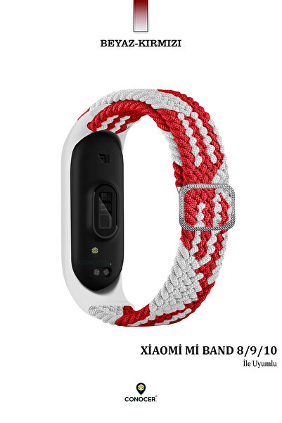 CONOCER Xiaomi Mi Band 8/9/10 Uyumlu Yeni Tasarım Mikrofiber Dokuma Hasır Kor...