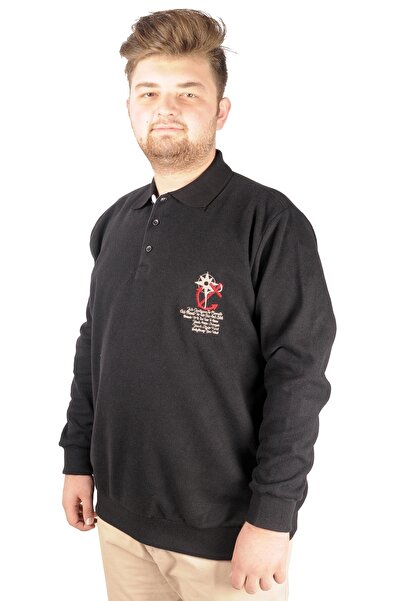 ModeXL Mode Xl Ανδρικό Sweat Polo Recycle Selanik Sailor B20421 Μαύρο