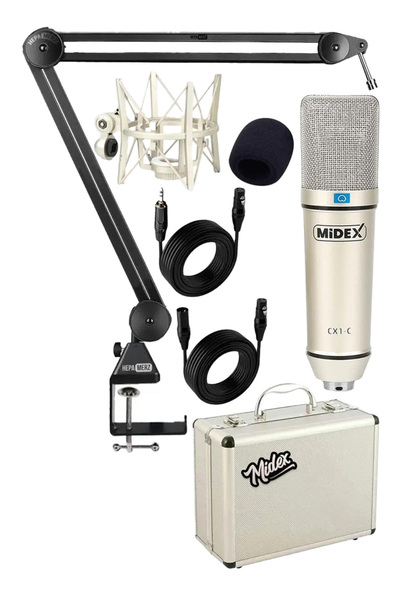 Midex CX1-Q Pro Set Üst Seviye Condenser Stüdyo Ses Kayıt Mikrofonu Standı Seti