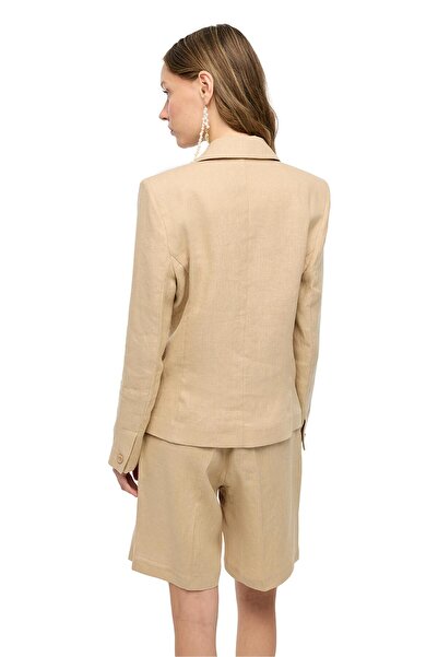 Perspective Light Camel Hair Classic Lapel Linen Suit Jacket