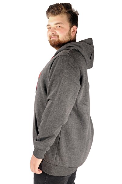 ModeXL Чоловічий светр великого розміру з капюшоном - Super 21512 Атласний